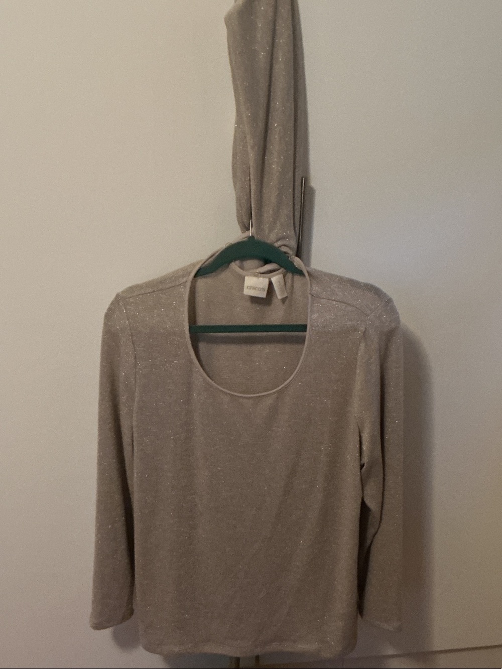 Chico's Metallic Taupe Scoop-Neck Women’s Top